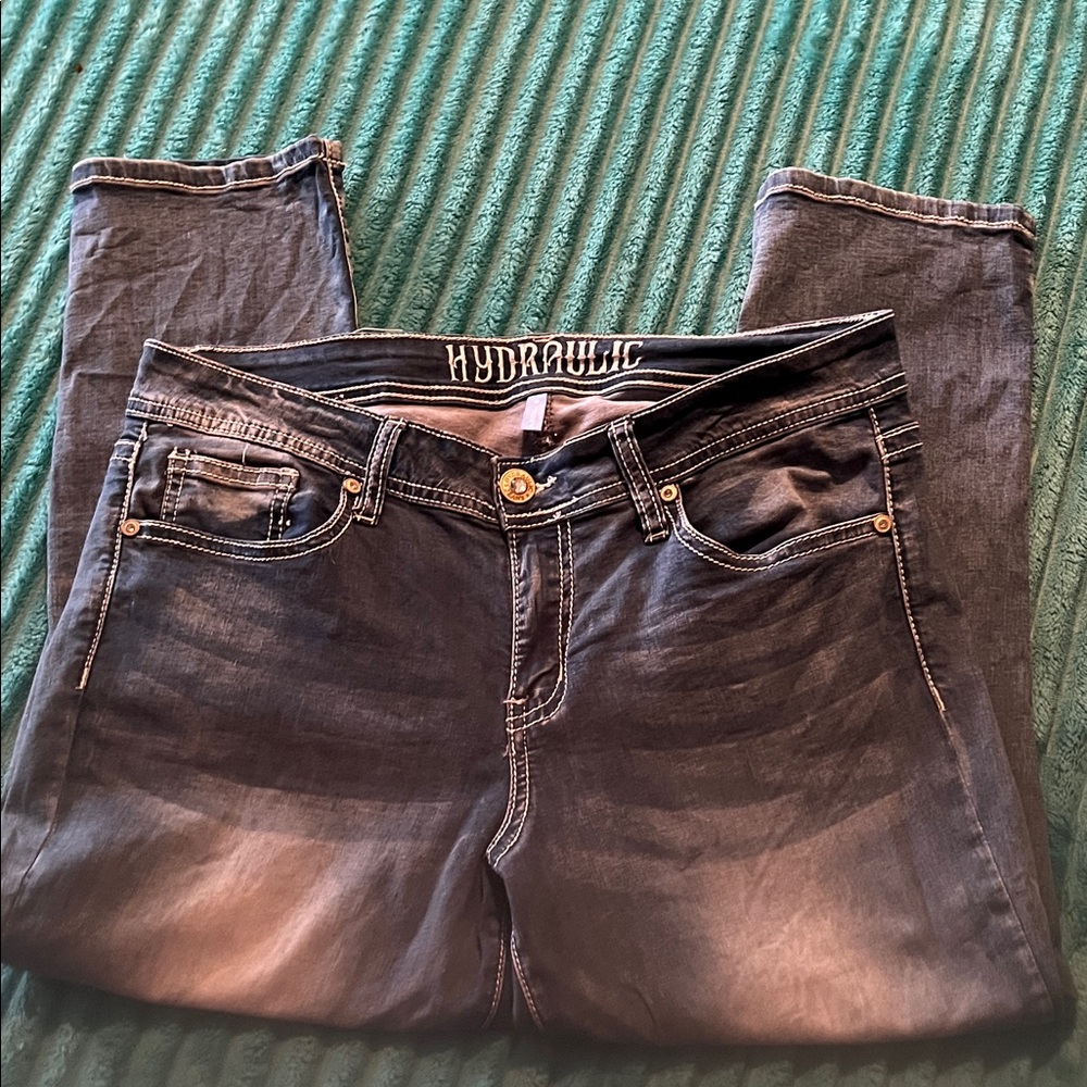 Hydraulic Deep Indigo Denim crop Jeans